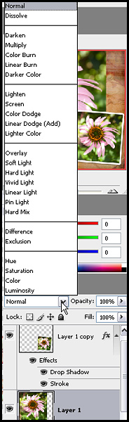 Blend Modes Menu