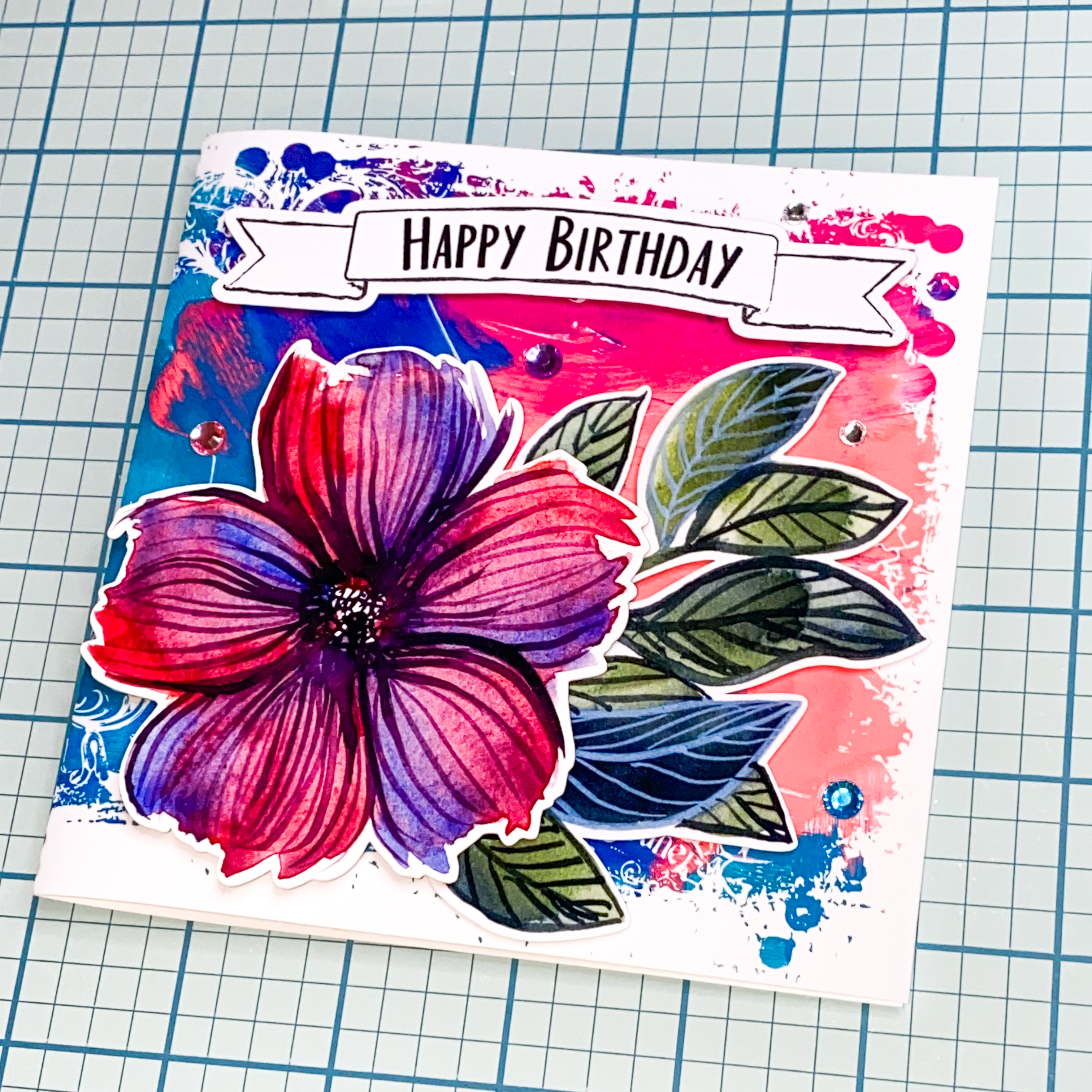 Happy Birthday Cards Created With Floral Print and Cut Designs, SVG Clipping Masks and Birthday Banners by Clikchic Designs