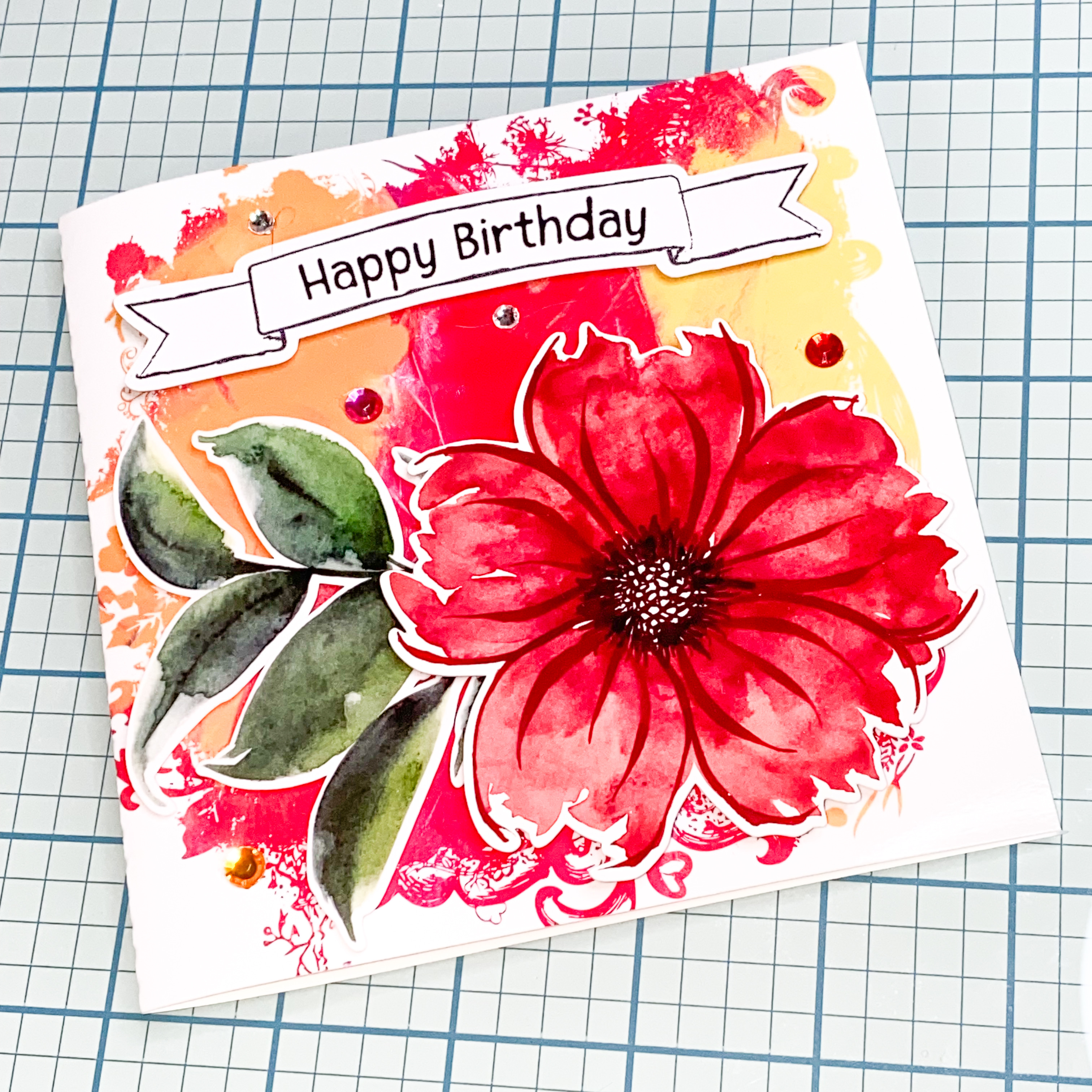 Happy Birthday Cards Created With Floral Print and Cut Designs, SVG Clipping Masks and Birthday Banners by Clikchic Designs