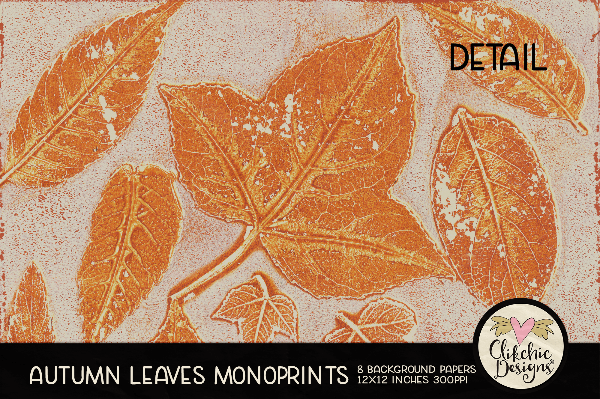 Autumn Leaves Monoprint Printable Background Papers by Clikchic Designs