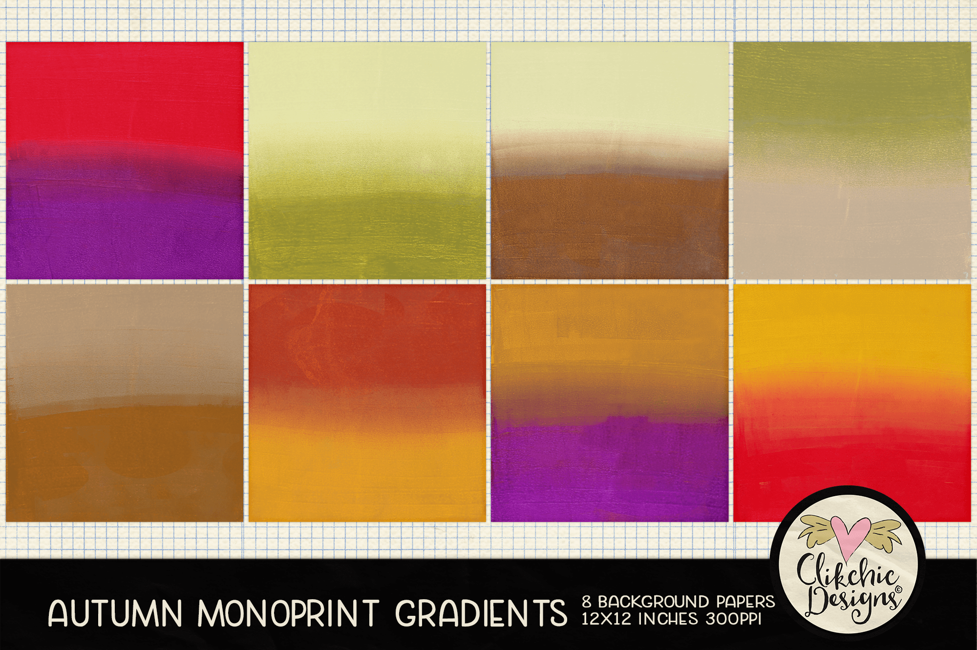 Fall / Autumn Monoprint Gradients Printable Background Papers