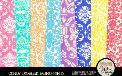 Create Vibrant Designs With These Candy Damask Monoprint Backgrounds