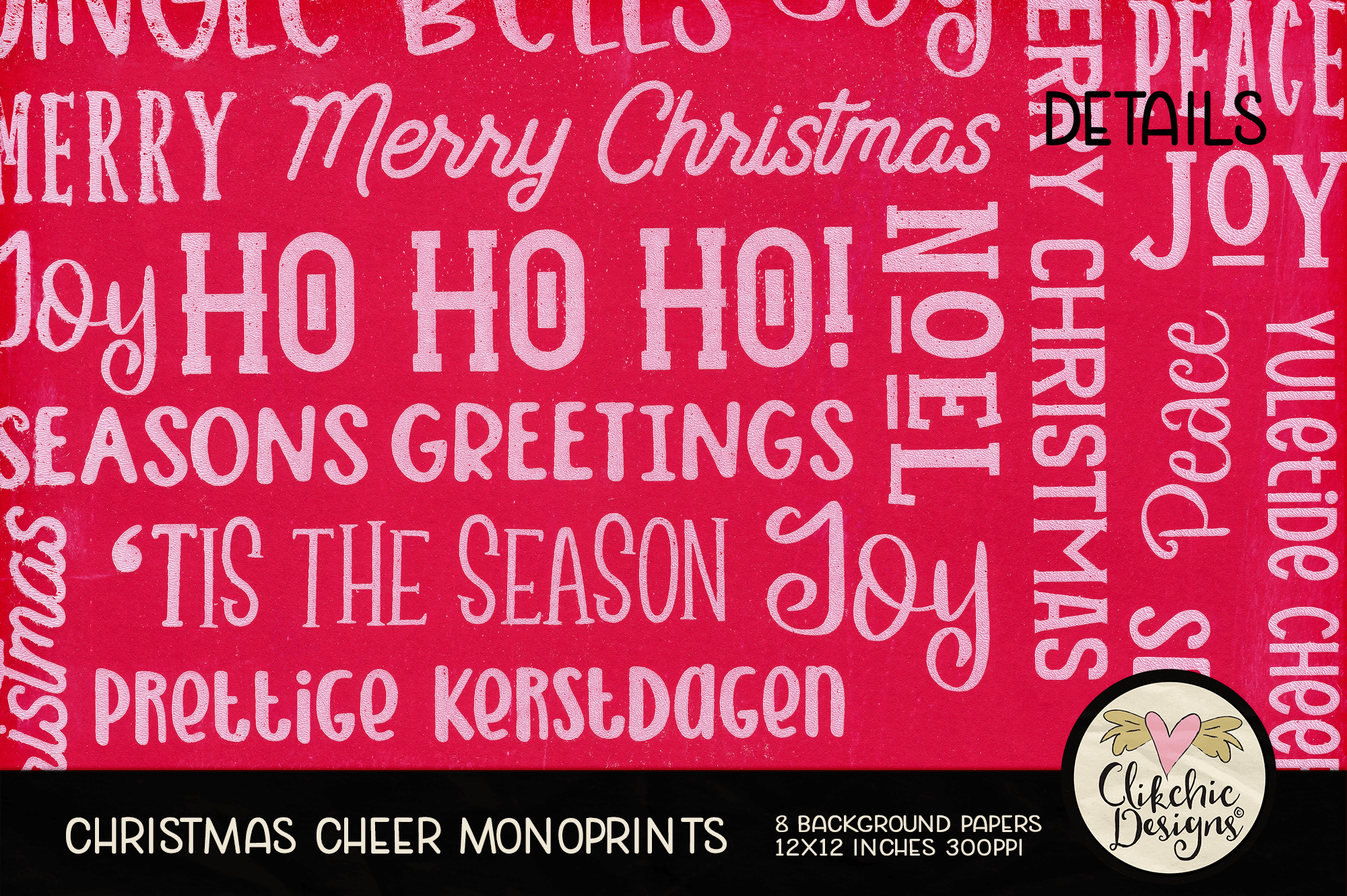 Christmas Cheer Monoprint Background Papers by Clikchic Designs