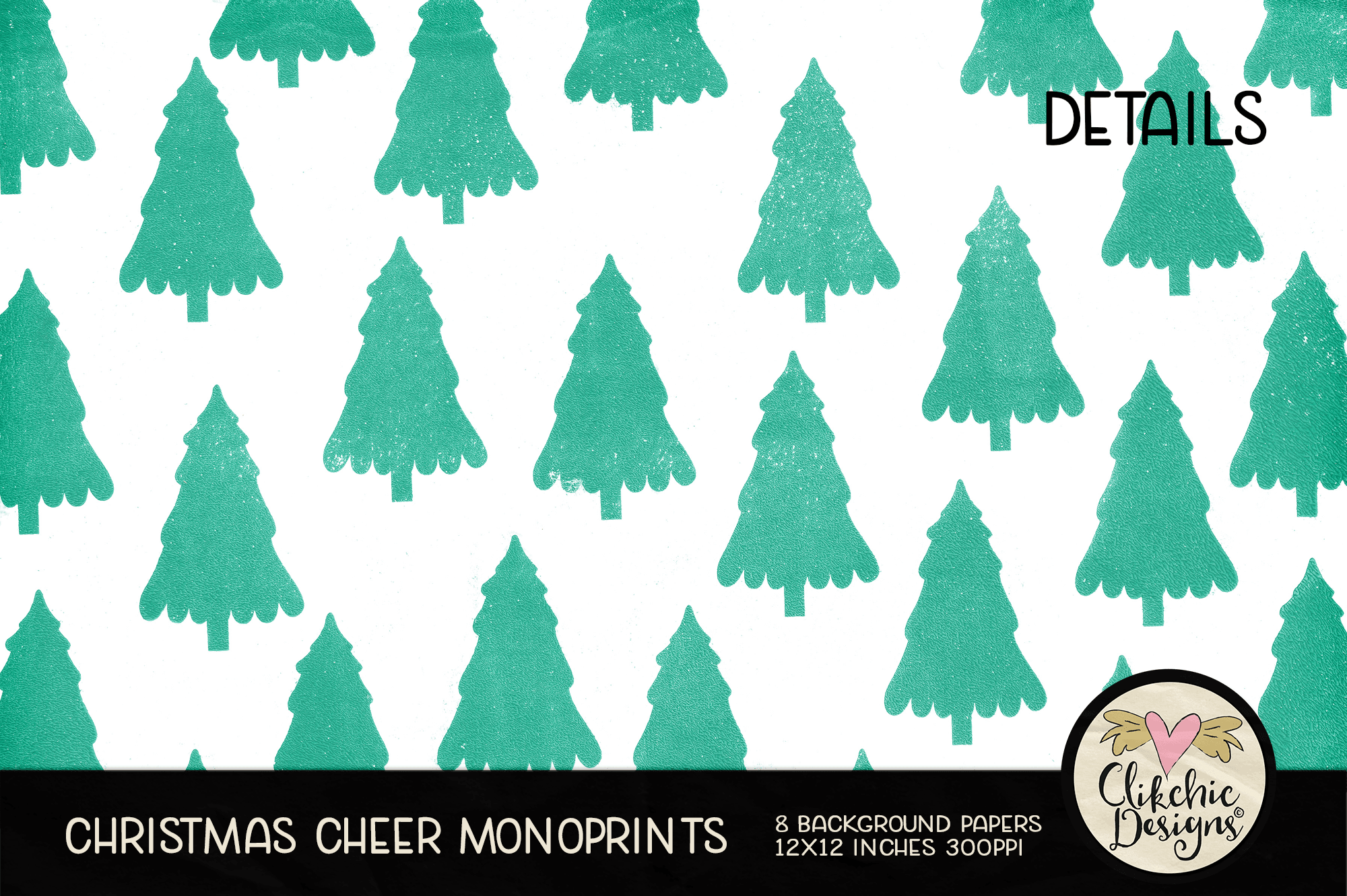 Christmas Cheer Monoprint Background Papers by Clikchic Designs