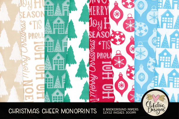 Christmas Cheer Monoprint Background Papers by Clikchic Designs