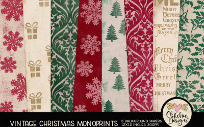 Create Your Way to Elegance With Vintage Christmas Monoprint Backgrounds