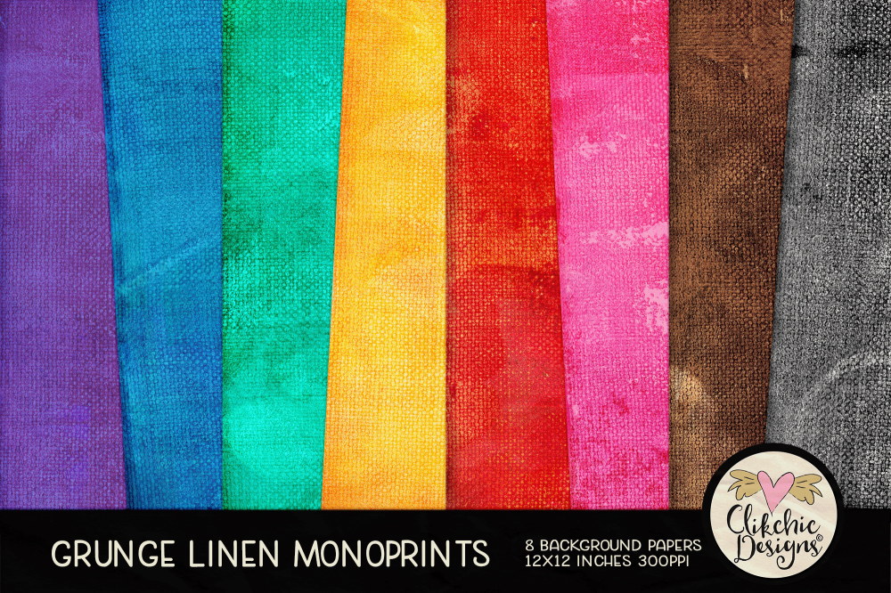 Grunge Linen Monoprint Background Papers by Clikchic Designs