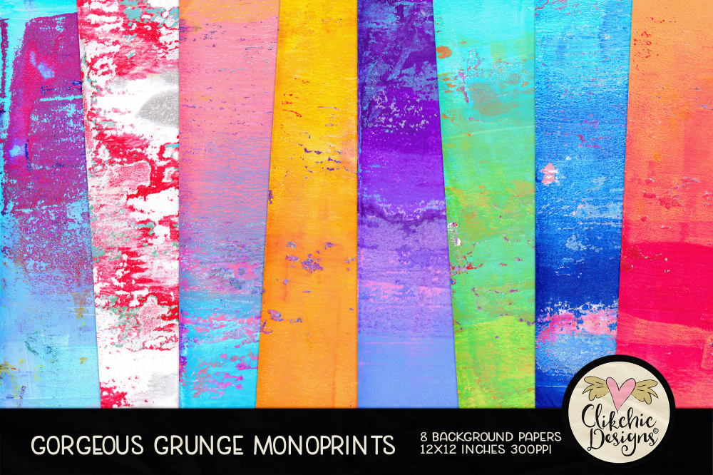 Gorgeous Grunge Monoprint Background Papers