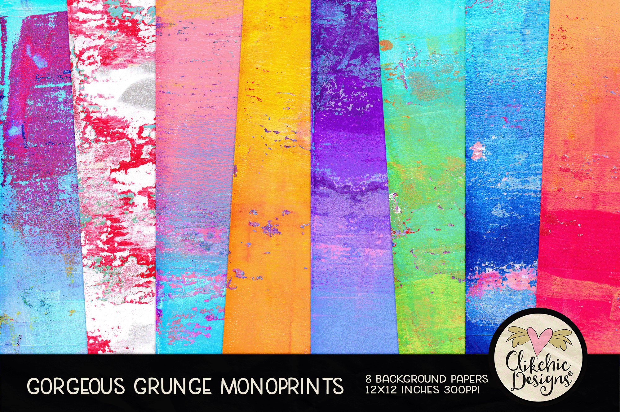 You Will Love The Grungy Goodness in these Grunge Monoprint Backgrounds