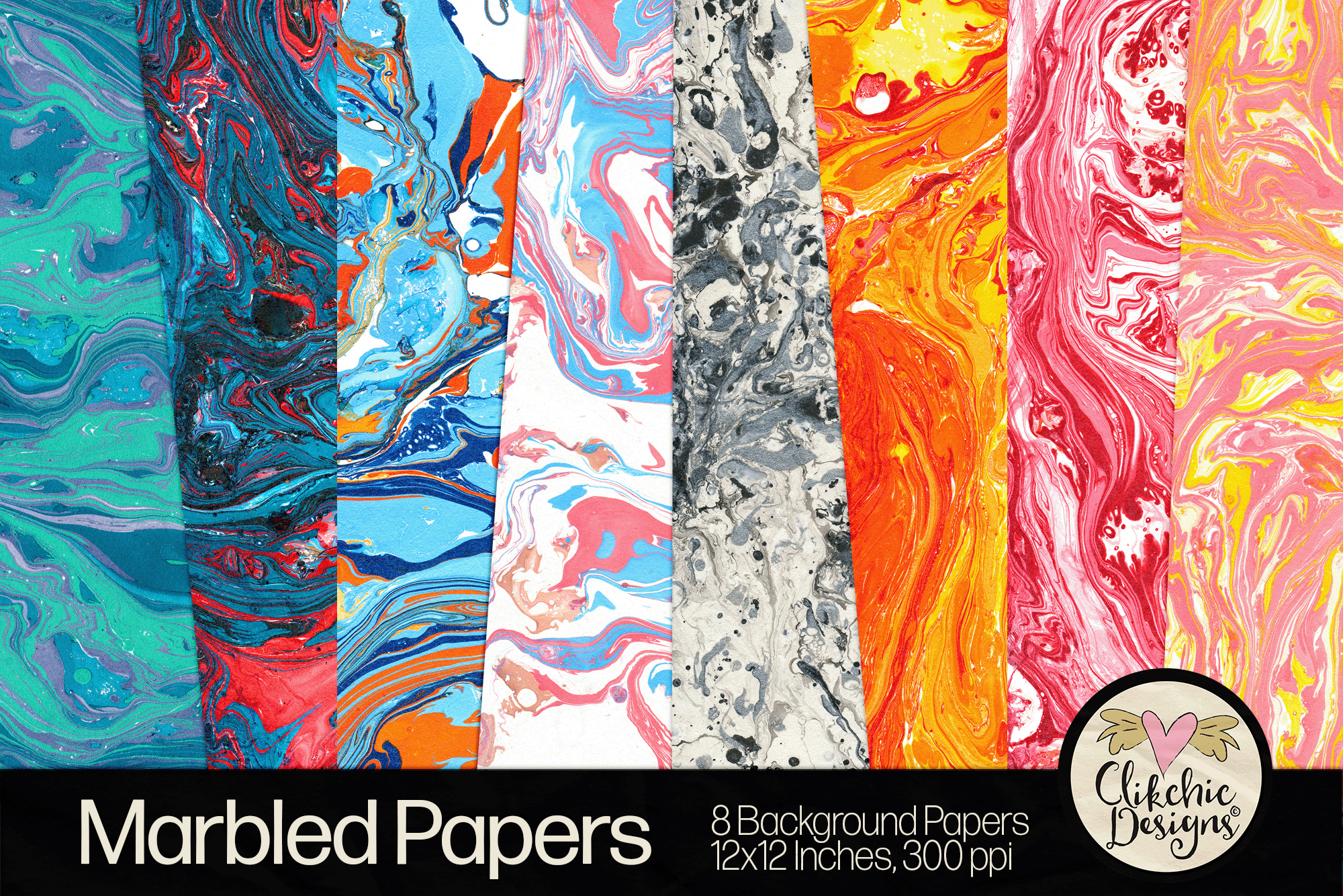 Marbled Background Papers by Clikchic Designs
