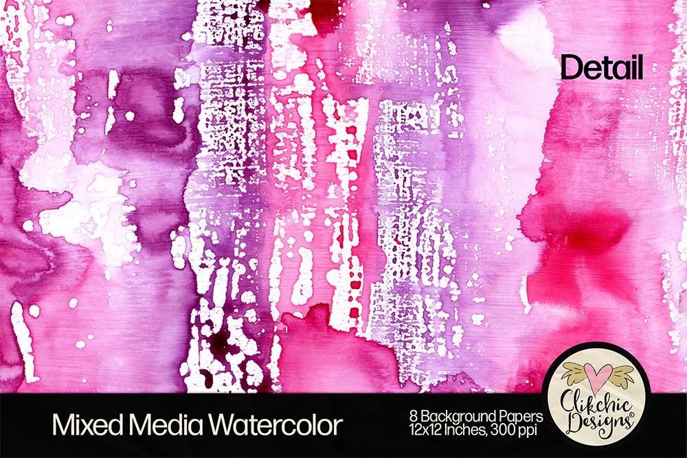 Mixed Media Grunge Watercolor Backgrounds by Clikchic Designs