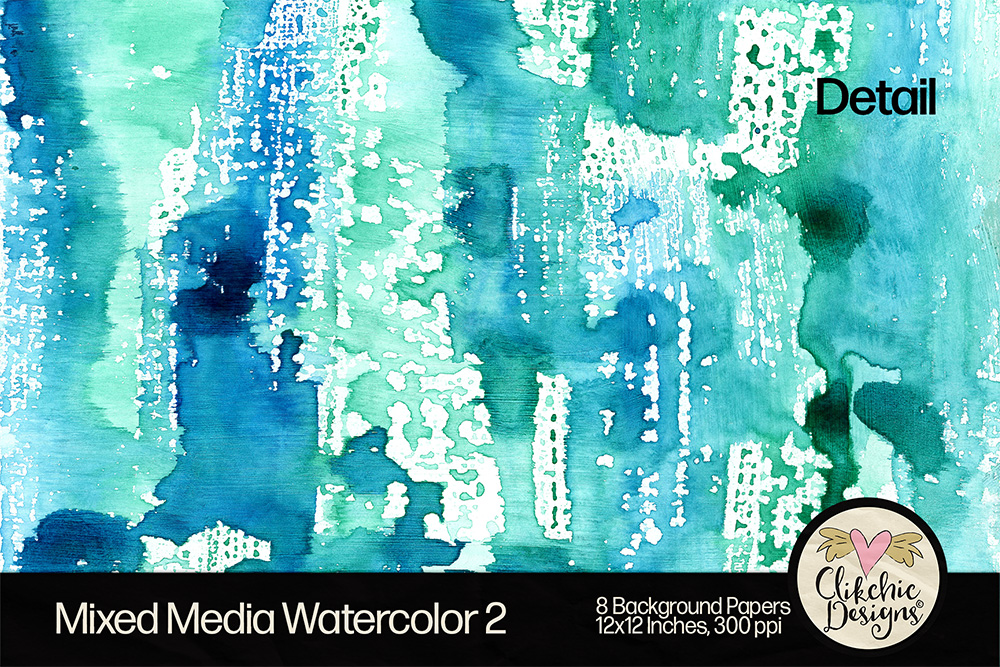 Mixed Media Watercolor Printable Backgrounds by Clikchic Designs