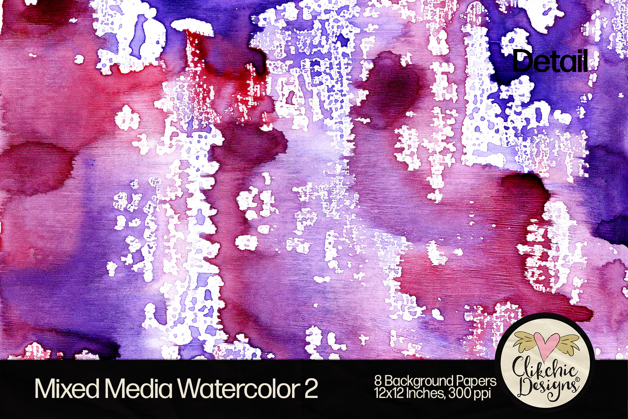 Mixed Media Watercolor Printable Backgrounds by Clikchic Designs