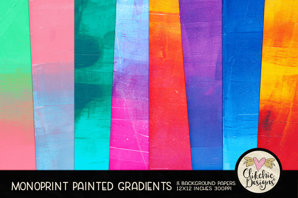 Monoprint Grunge Painted Gradients Background Papers by Clikchic Designs