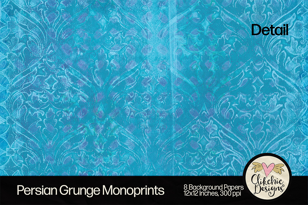 Persian Grunge Geometric Monoprints Backgrounds by Clikchic Designs