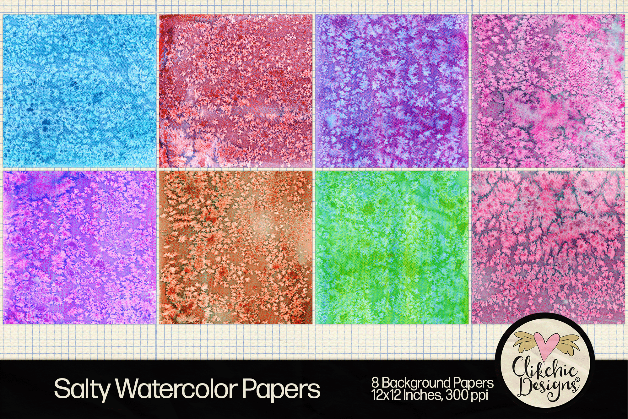 Salty Watercolor Printable Backgrounds by Clikchic Designs