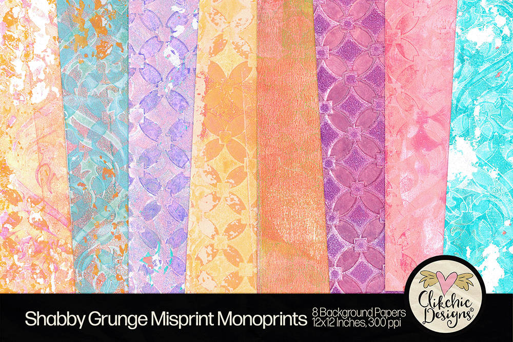 Shabby Grunge Misprint Monoprint Backgrounds by Clikchic Designs