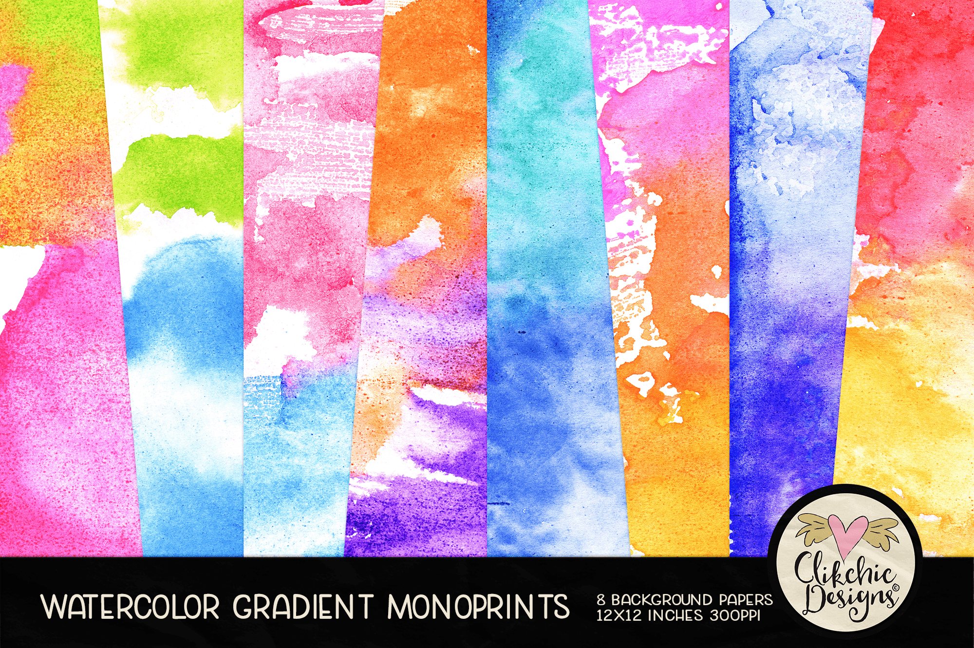 Watercolor Monoprint Gradients Printable Background Papers