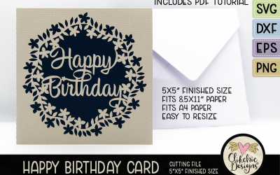 This Floral Wreath Happy Birthday Card Cutting File Is Sure to Please