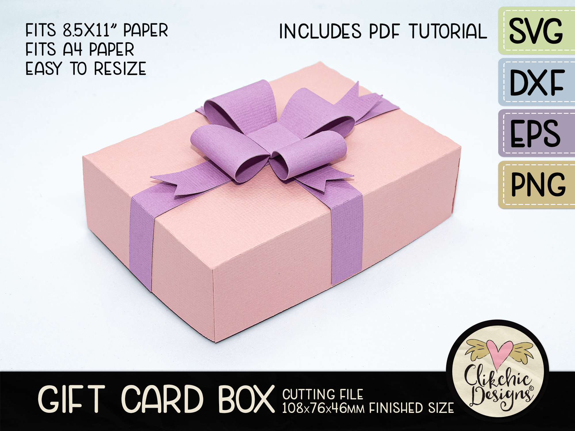 Gift Card Box with Ribbon SVG Cutting File