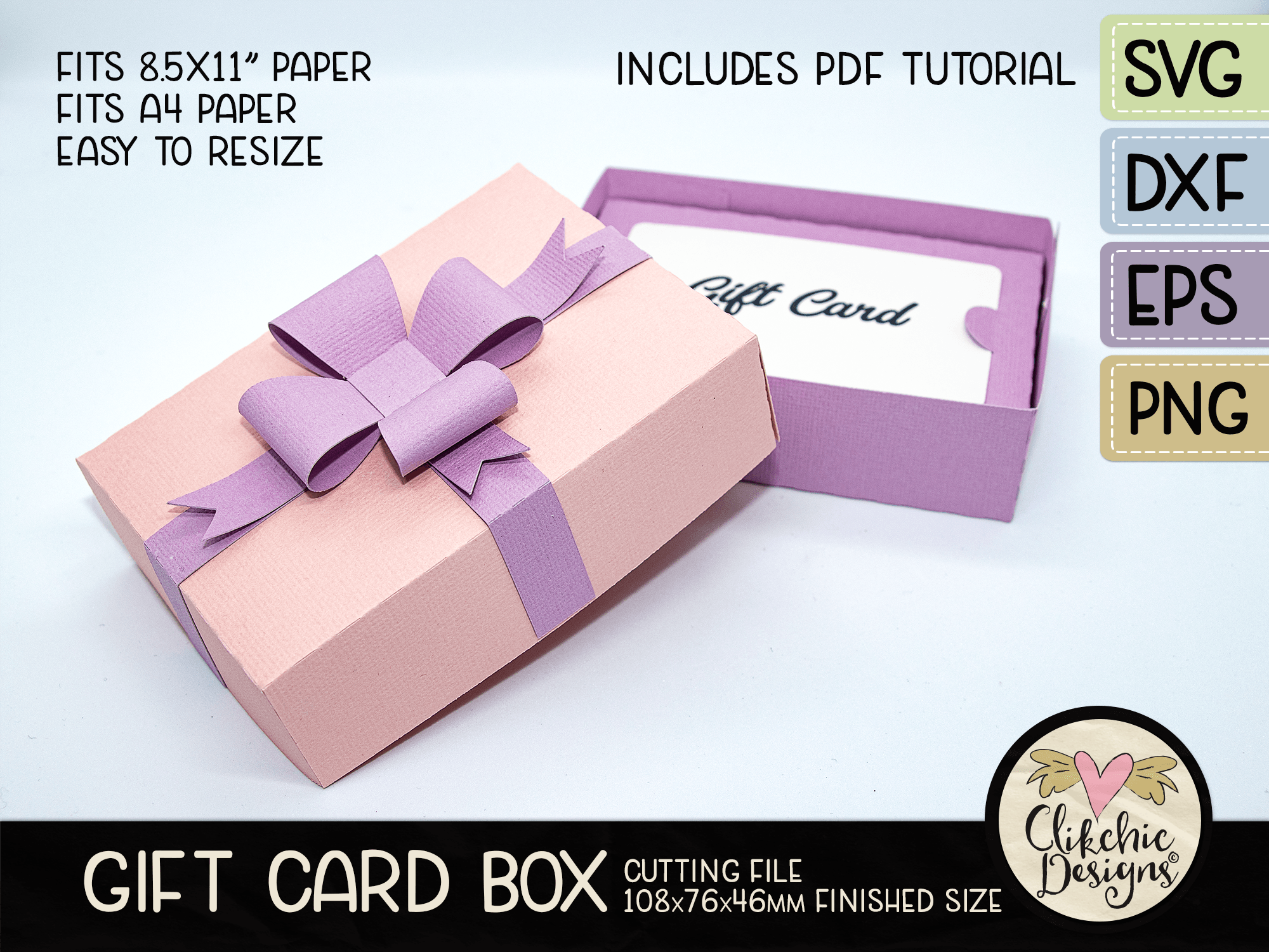 Gift Card Box with Ribbon SVG Cutting File