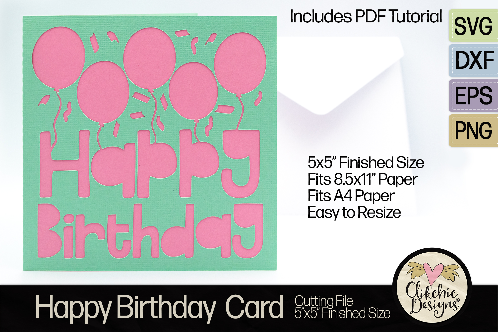 Happy Birthday Balloons Card SVG Cutting File