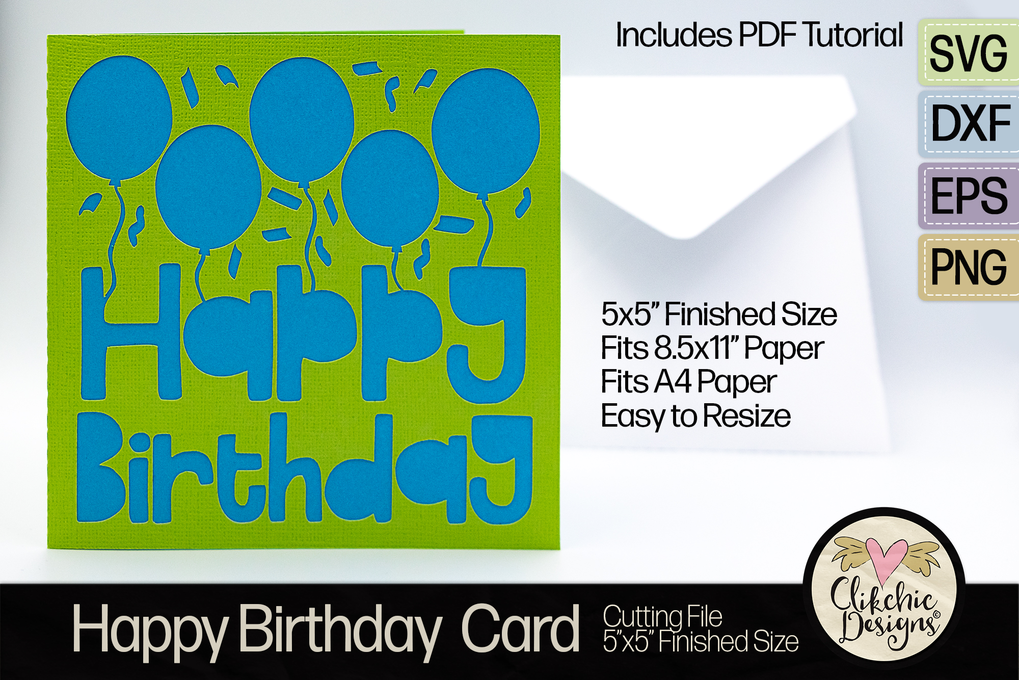 Happy Birthday Balloons Card SVG Cutting File