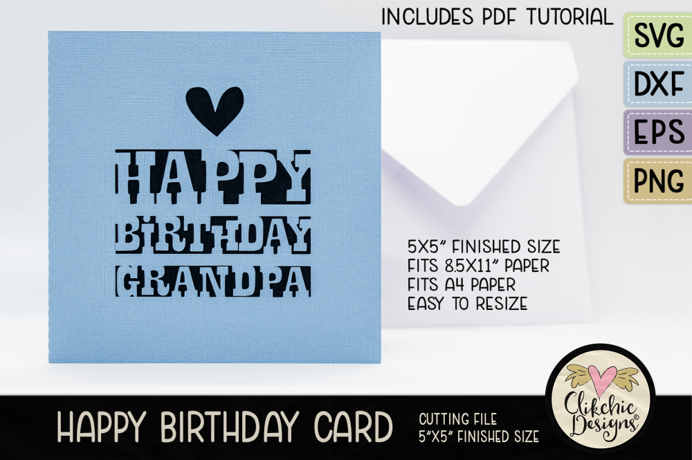 Happy Birthday Grandpa Card SVG Cutting File