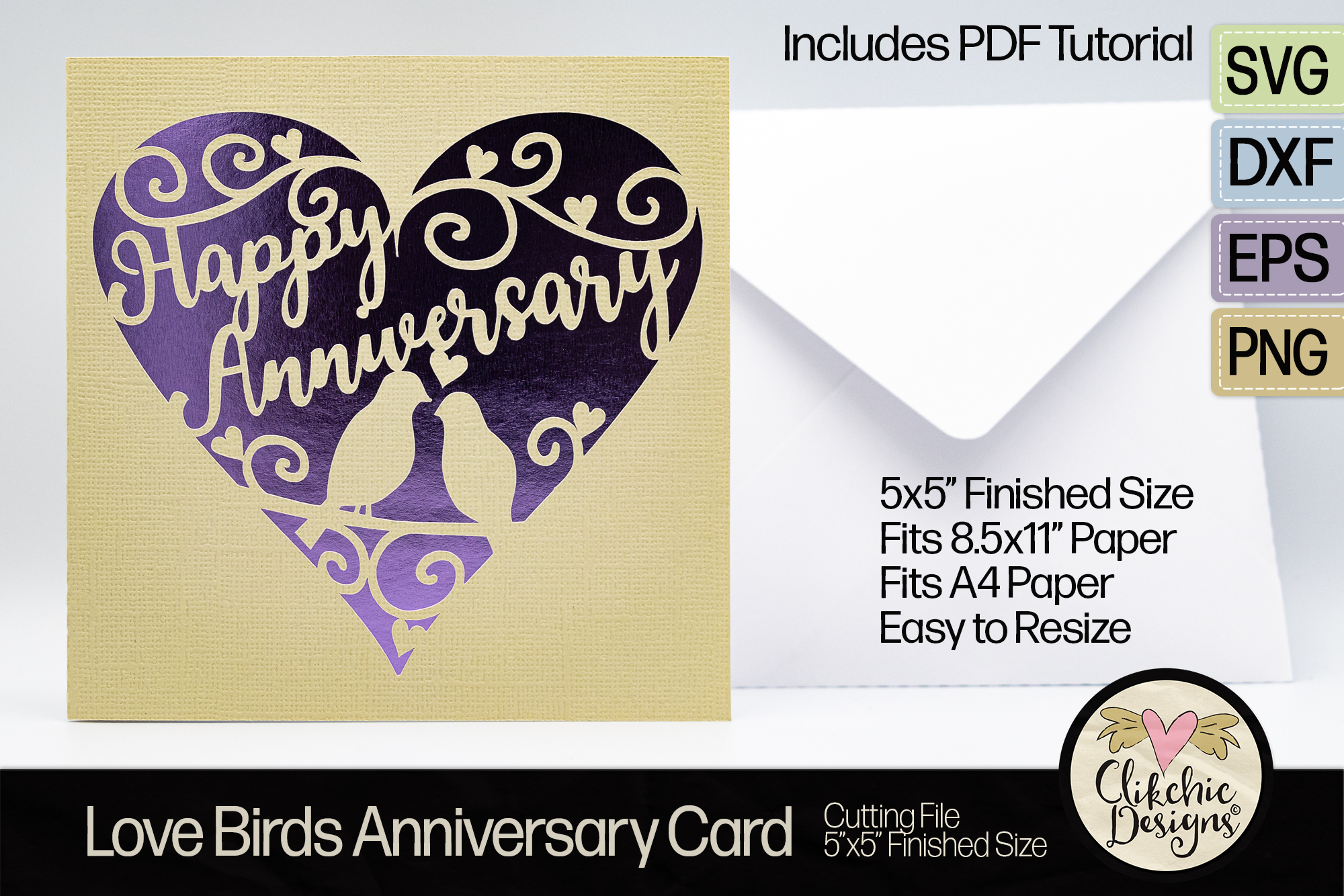 Happy Anniversery Love Birds SVG Card Cutting File