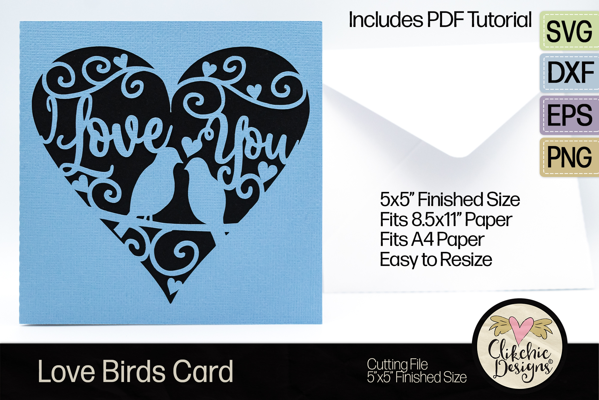 I Love You Love Birds SVG Card Cutting File