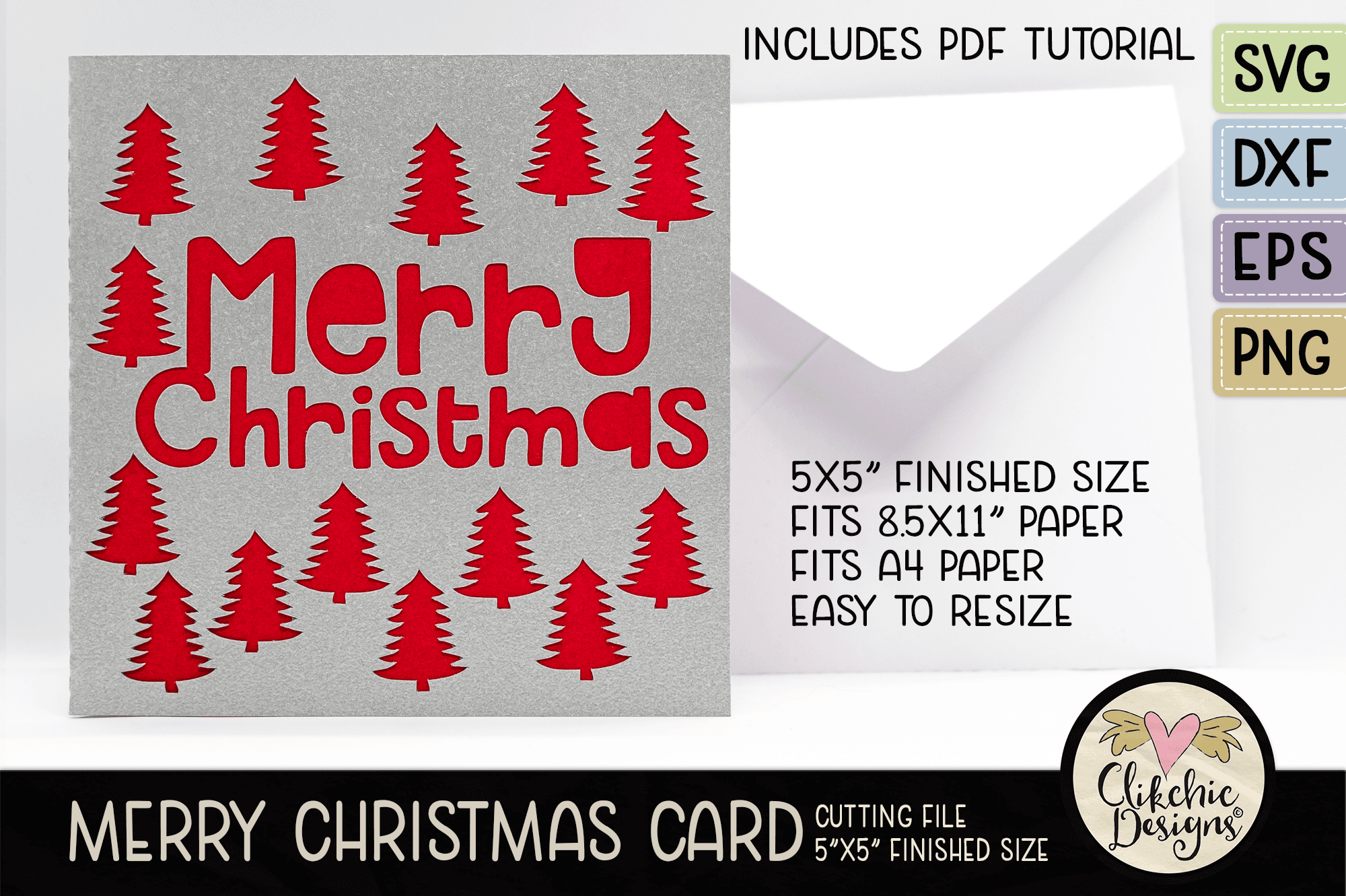 Merry Christmas Trees Card SVG Cutting File