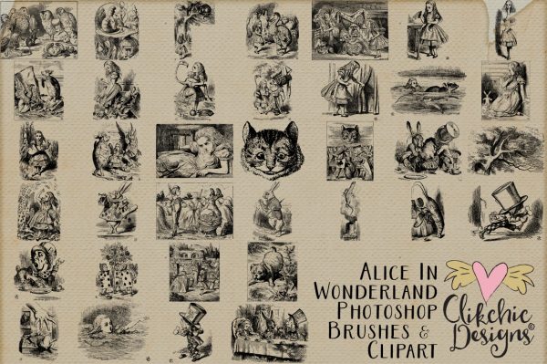 Alice In Wonderland Photoshop Brushes and Clipart