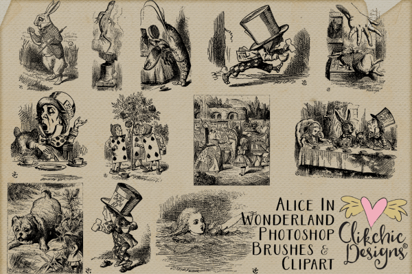 Alice In Wonderland Clipart, Vectors & Photoshop Brushes