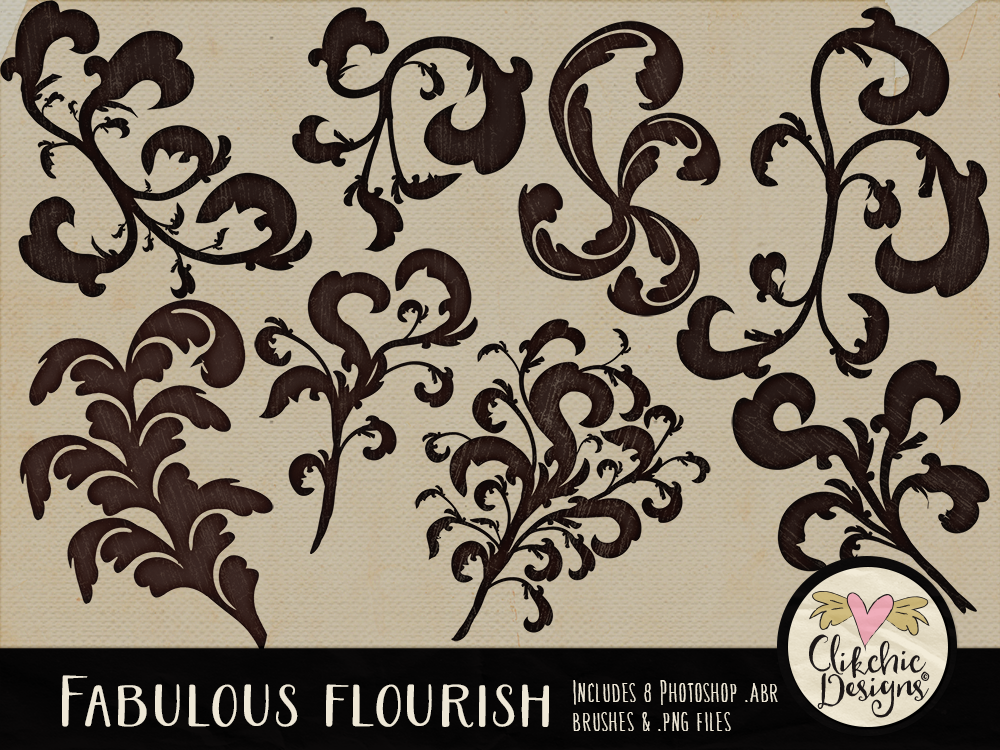 Fabulous Flourish Clipart and Photoshop Brushes