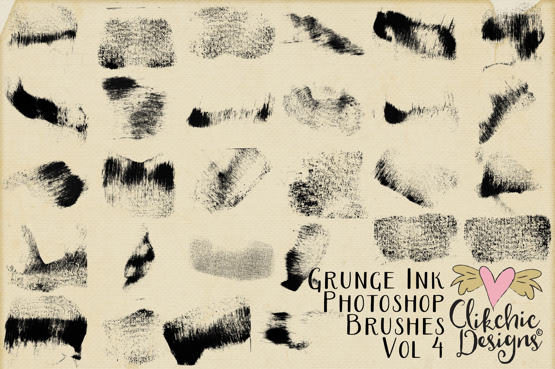 Grunge Ink Smudges Photoshop Brushes by Clikchic Designs