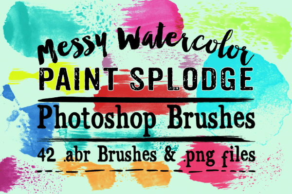 Messy Paint Splodge Watercolor Photoshop Brushes