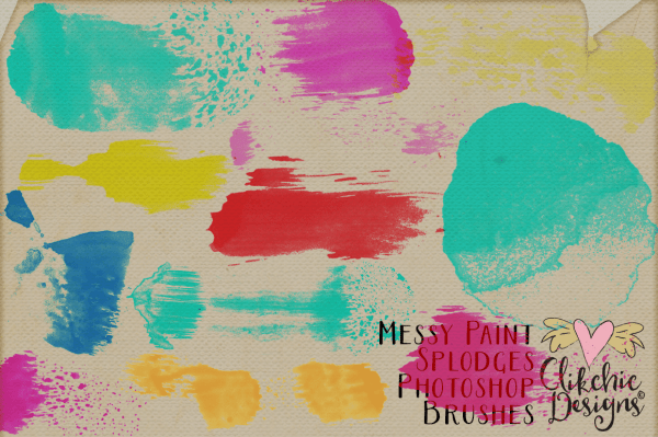 Messy Paint Splodge Watercolor Photoshop Brushes