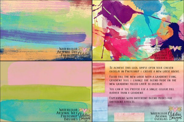 Watercolor Arsenal Collection Photoshop Brushes and Overlays