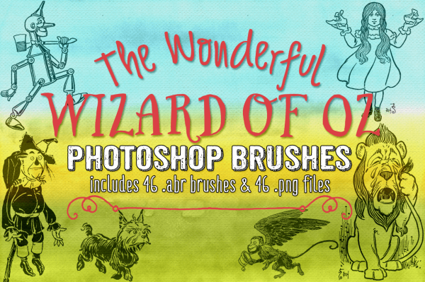 The Wonderful Wizard of Oz Photoshop Brushes and Clipart Illustrations