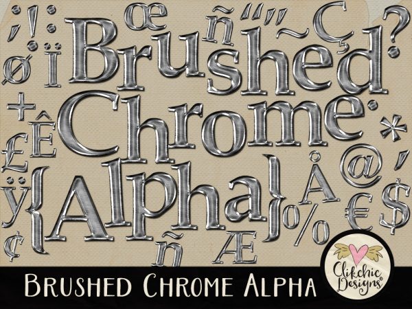 Brushed Chrome Digital Scrapbook Alpha