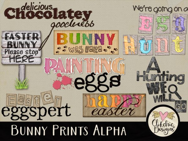 Bunny Prints Digital Scrapbook Word Art