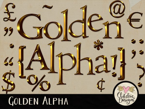 Golden Digital Scrapbook Alpha