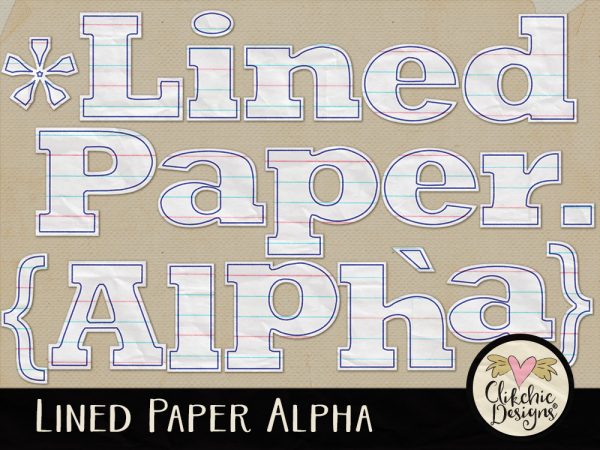 Lined Paper Digital Scrapbook Alpha