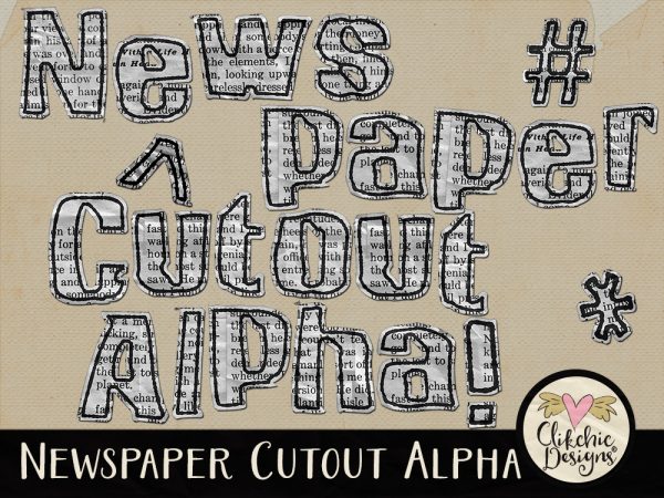 Newspaper Cutout Digital Scrapbook Alpha