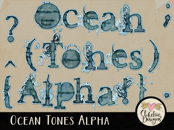 Ocean Tones Digital Scrapbook Alpha