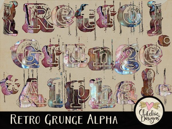 Retro Grunge Digital Scrapbook Alpha