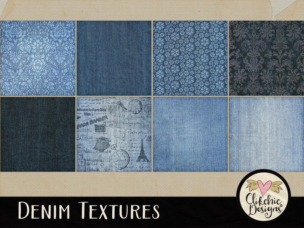 Denim Texture Digital Scrapbook Background Paper Pack