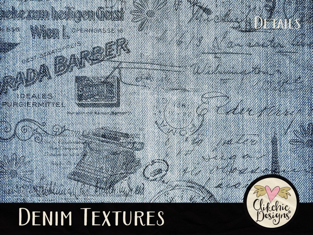 Denim Texture Digital Scrapbook Background Paper Pack