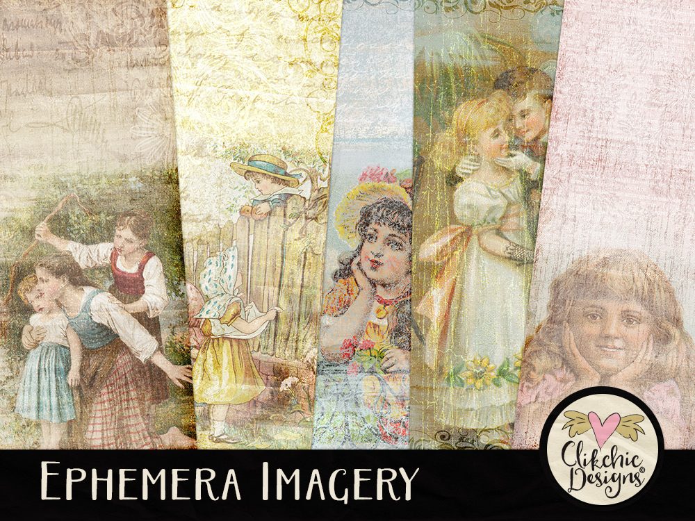 Ephemera Imagery Digital Scrapbook Background Paper Pack