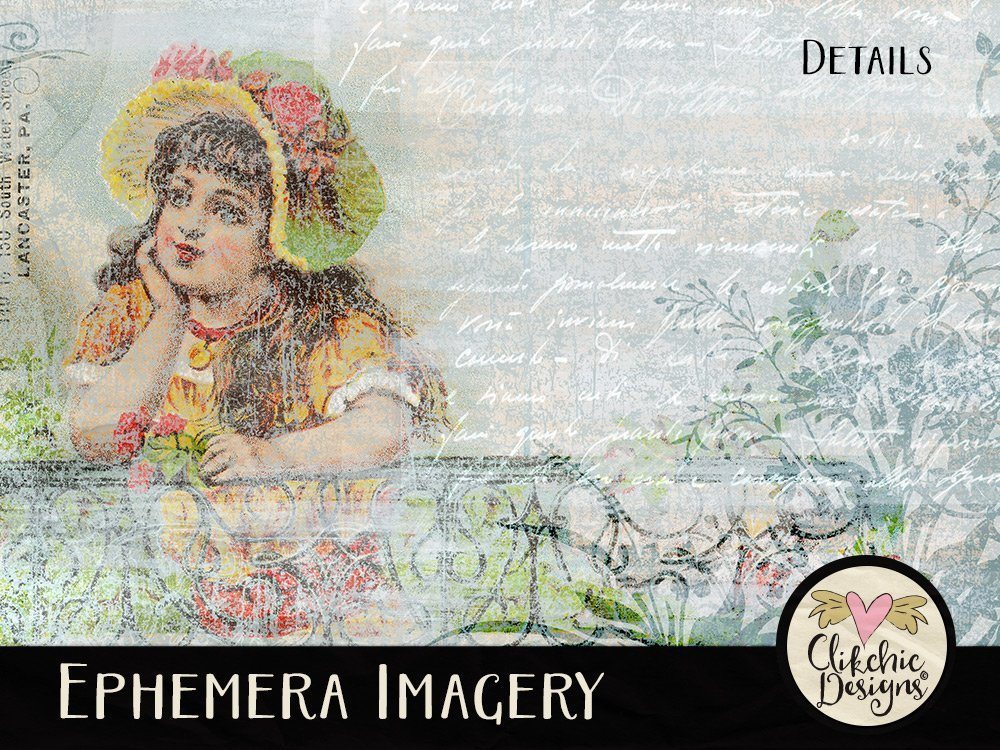 Ephemera Imagery Digital Scrapbook Background Paper Pack